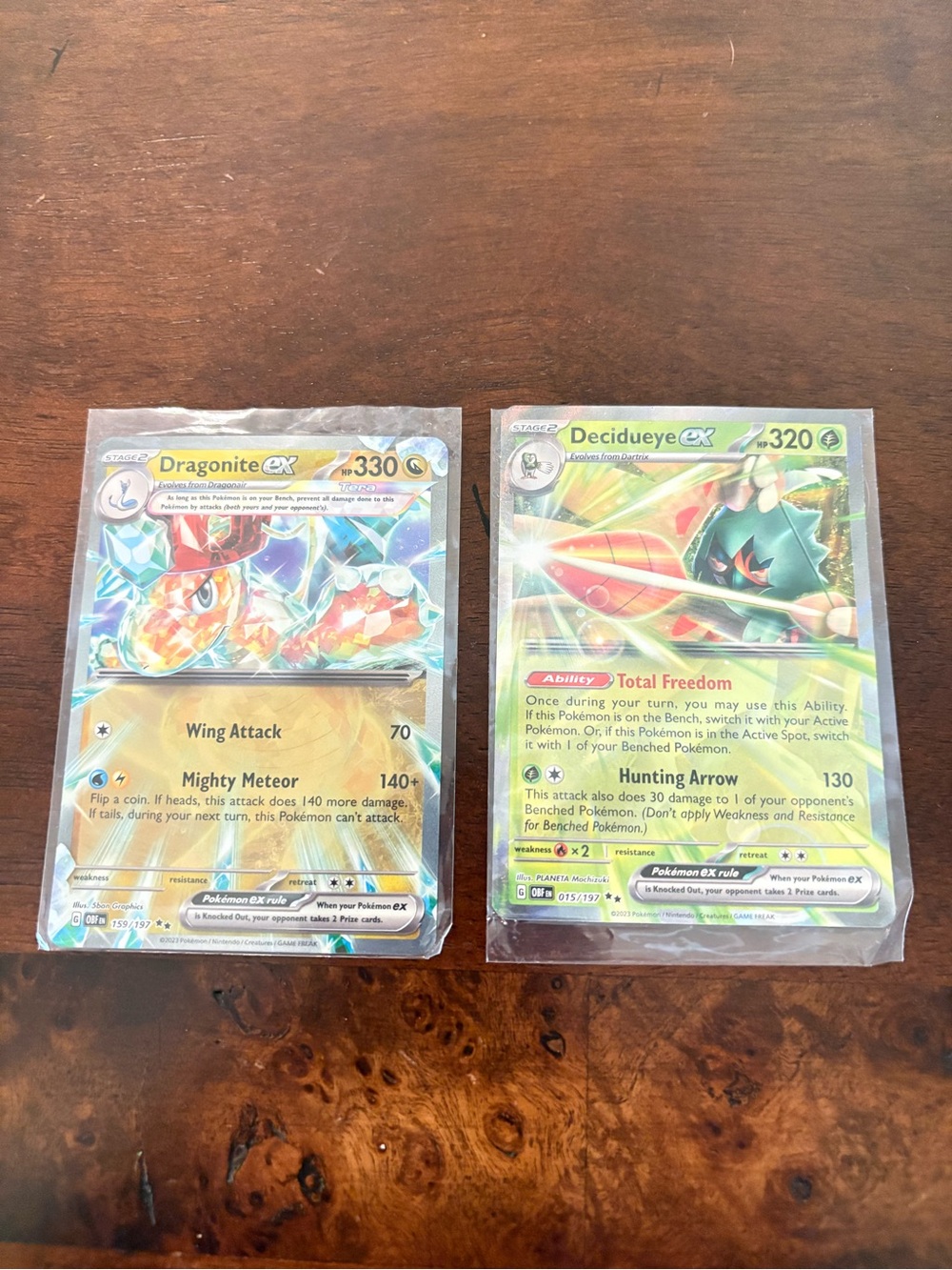 Dragonite ex & Decidueye ex Pokémon Card Pair - Holographic